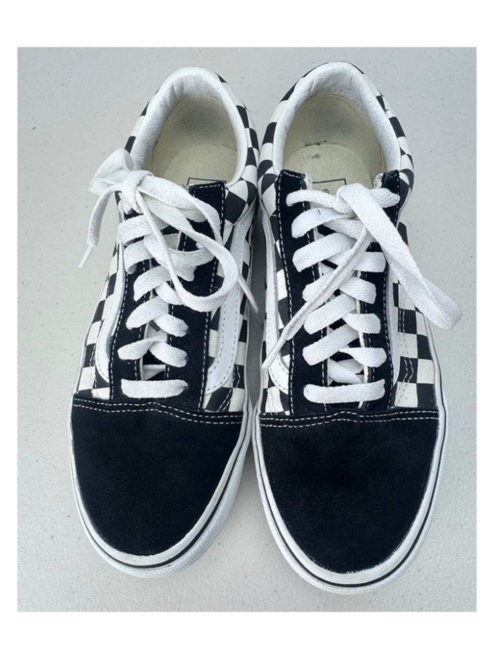 VANS Old Skool Black White Checkerboard Canvas Lace Up Sneakers: Men 5.5 Women 7 - Picture 2 of 10